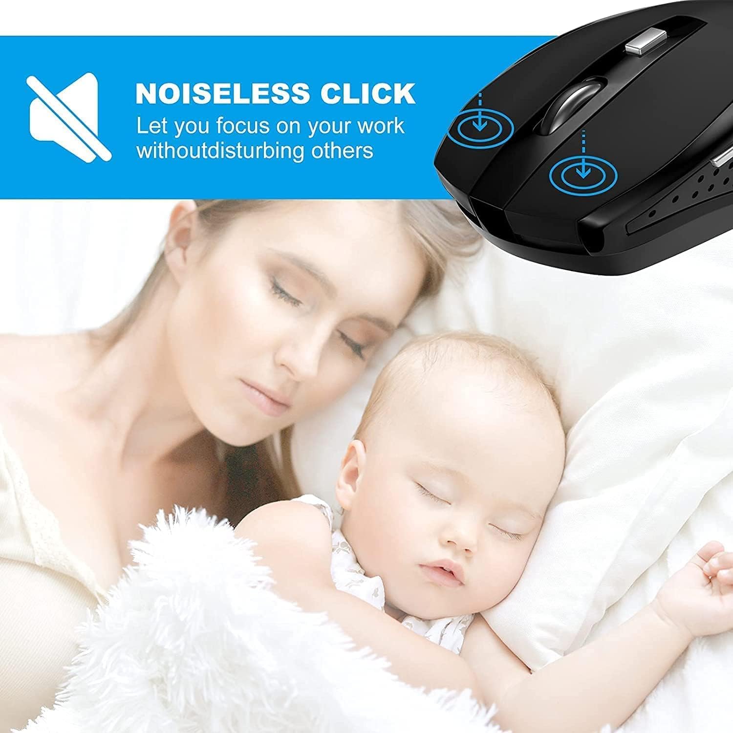 Wireless Mouse 2.4Ghz with Nano Receiver - 6 Buttons Ergonomic Computer Mouse for Laptop, PC, Chromebook, Notebook - 1200 DPI Precision for Office Work, Gaming & Home Use (Black)