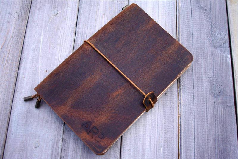 Personalized Rustic Leather Traveler's Notebook - Custom Name Journal for Writing, Sketching & Planning - Perfect Gift for Travelers, Writers & Students