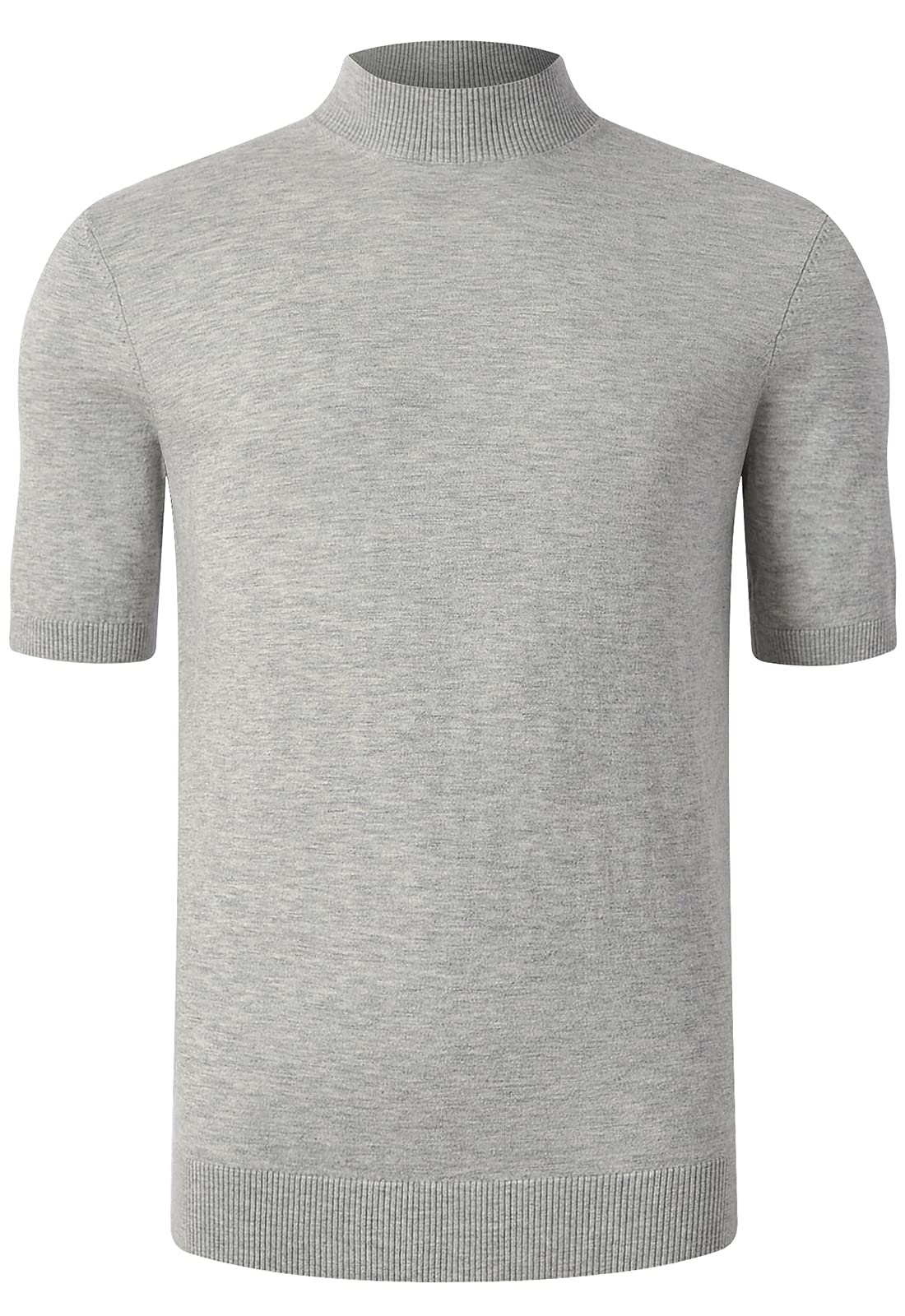 ZHILI Men's Lightweight Merino Wool Mock Turtleneck Undershirt - Breathable Short Sleeve Base Layer T-Shirt for Work, Travel & Outdoor Activities