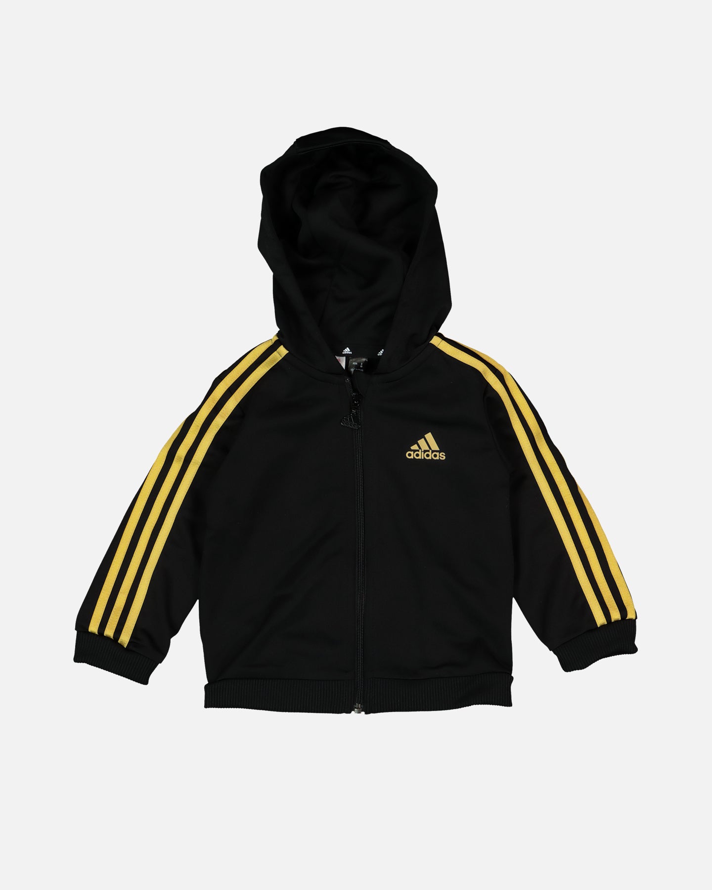 Adidas Infants' Shiny Hooded Track Suit - Black/Gold Athletic Outfit for Baby Boys & Girls - Perfect for Playdates, Family Outings & Casual Wear