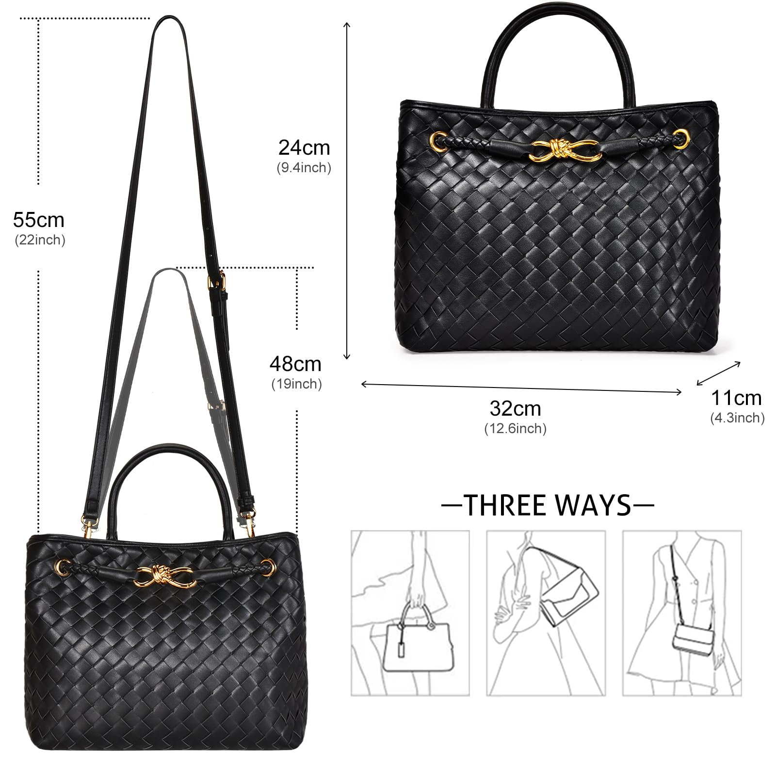 Stylish Woven Crossbody Bag for Women - PU Leather Handmade Tote & Hobo Purse - Perfect Gift for Her - Ideal for Shopping, Travel & Everyday Use