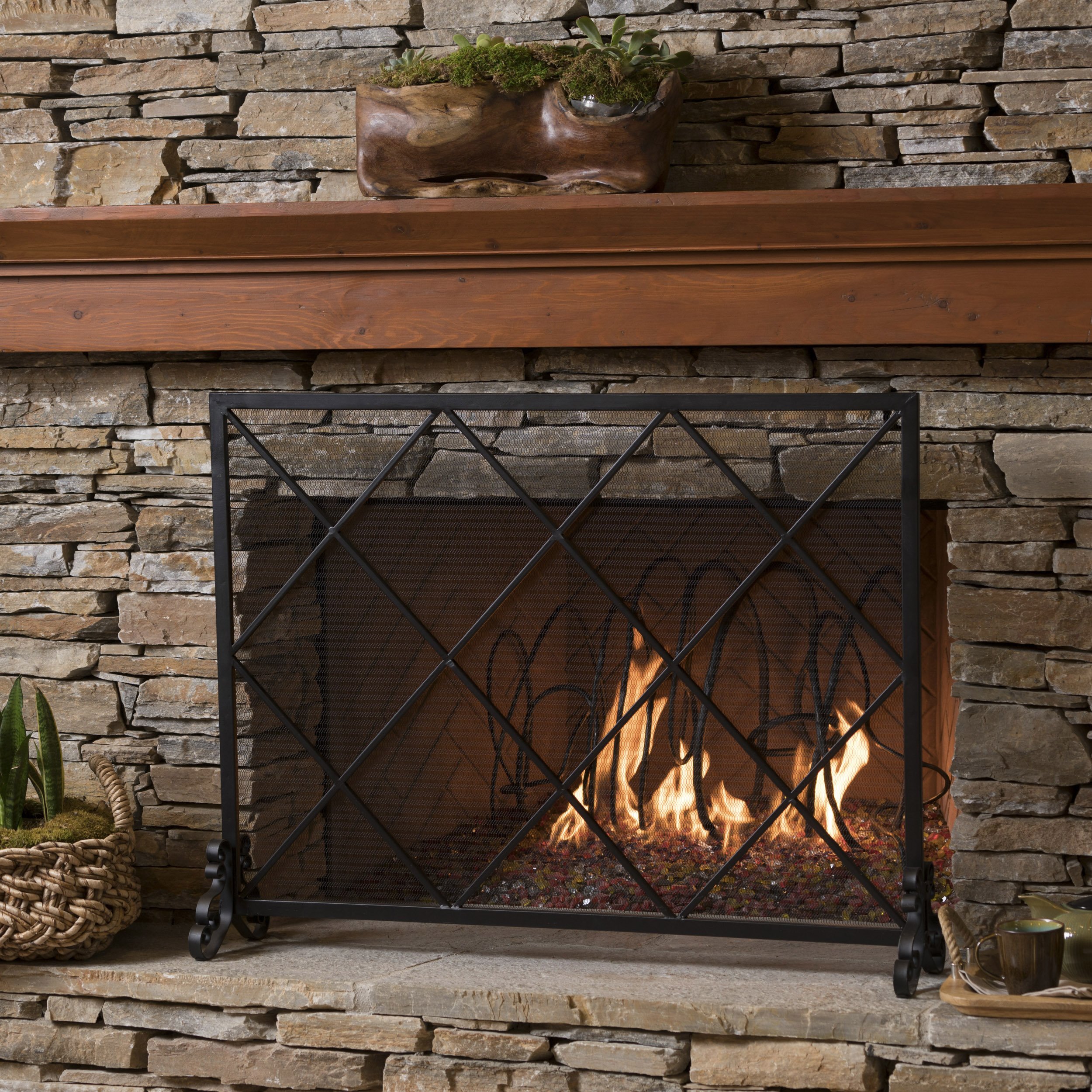 Christopher Knight Home Howell Single Panel Black Iron Fireplace Screen - Decorative Fireplace Guard for Living Room, Bedroom & Patio Safety