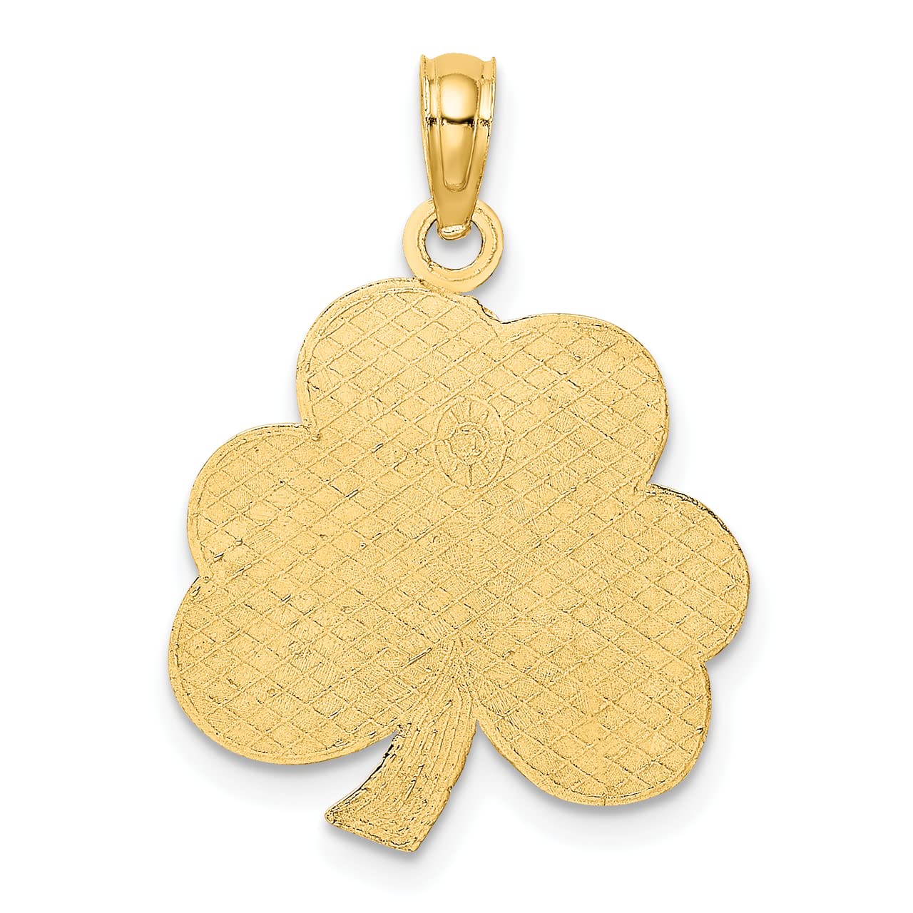 14k Yellow Gold Solid Satin Flat-Back Clover Charm for St. Patrick's Day | Lex & Lu Jewelry | Perfect for Necklaces, Bracelets & Irish-Themed Gifts