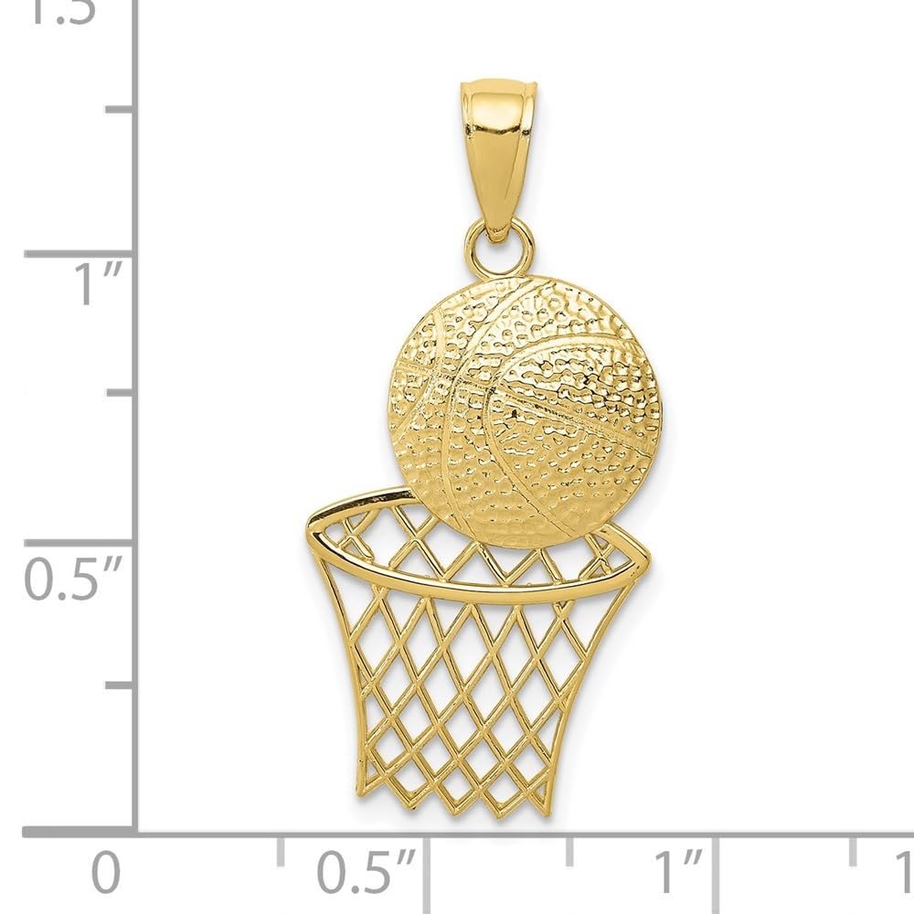 10K Yellow Gold Basketball Net Pendant - 31mm x 16mm Diamond2Deal | Elegant Jewelry Gift for Basketball Players & Fans | Perfect for Games, Graduation & Special Occasions