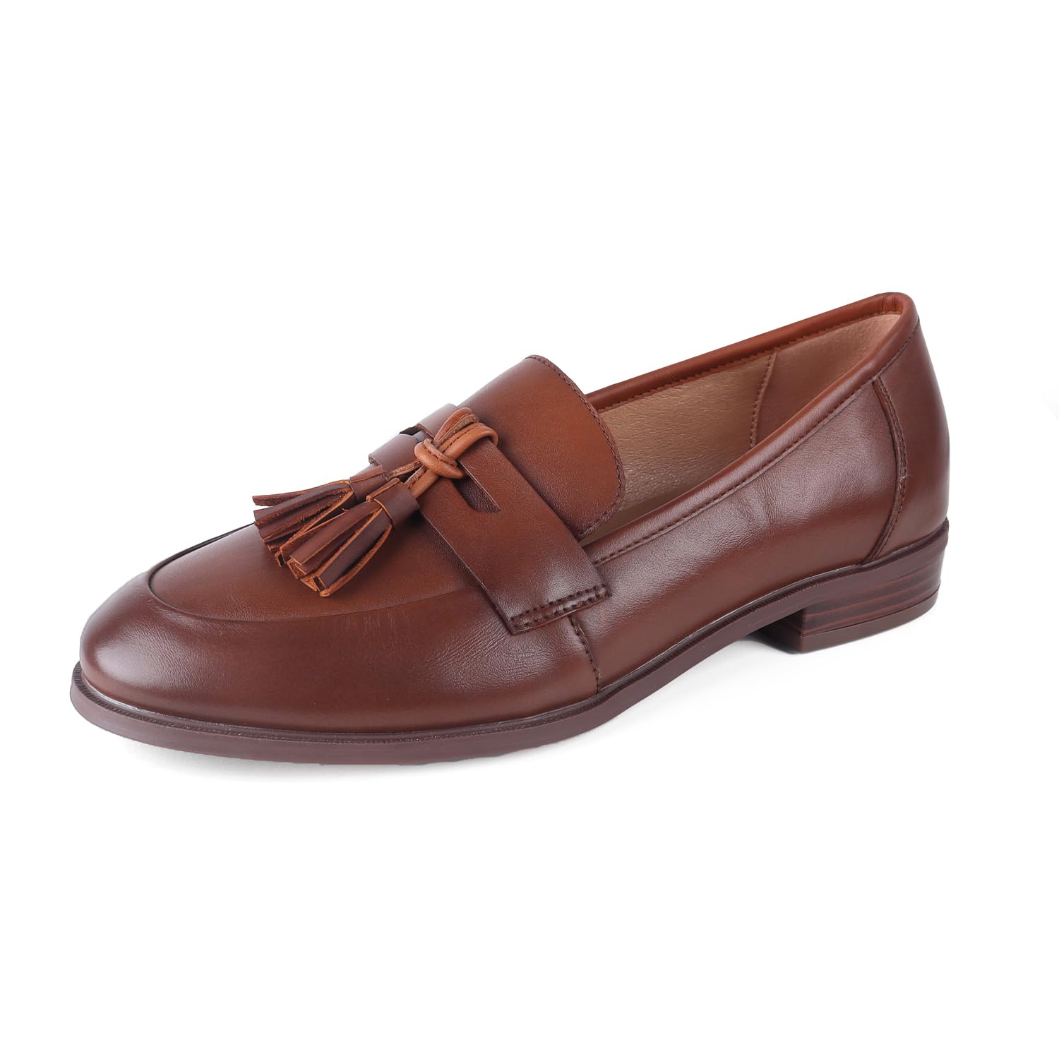 ADAMUMU Women's Leather Loafers - Business Casual Office Shoes with Chunky Lug Sole Platform | Comfortable & Stylish Work Shoes for Professional Women | Perfect for Office, Business Meetings & Smart Casual Outfits