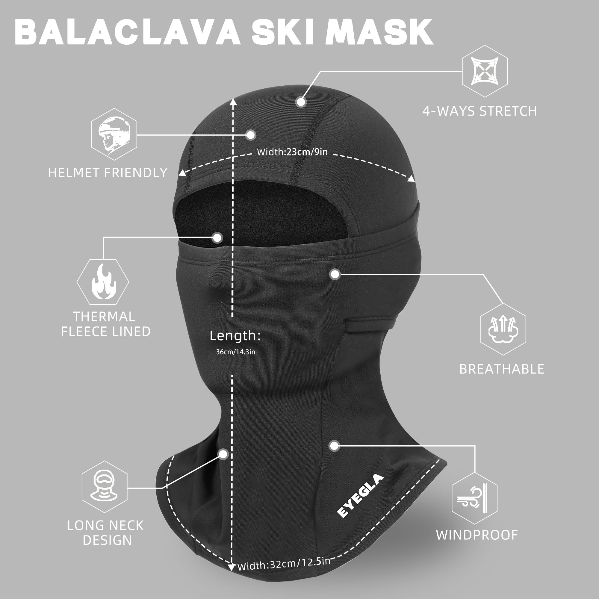 Men's Winter Balaclava Ski Mask - Thermal Face Cover for Cold Weather - Motorcycle, Snowboard, Cycling & Outdoor Activities