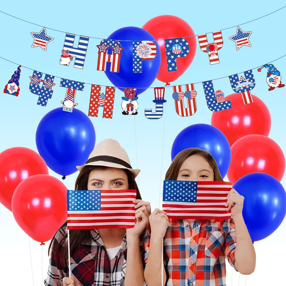 100pcs 12 Inch Blue & Red Latex Balloons - Patriotic Party Decorations for 4th of July, Memorial Day, Labor Day, USA Flag Day Celebrations - Perfect for Independence Day Parties, Backyard BBQs, and Patriotic Events