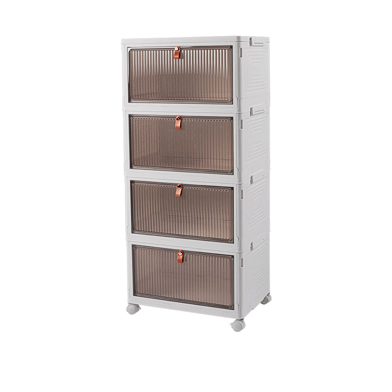 Plastic Storage Boxes with Lids & Wheels - Stackable Folding Organizer Cabinet for Home, Office, Closet - Space Saving Storage Solution | Perfect for Toys, Clothes, Books & Home Organization