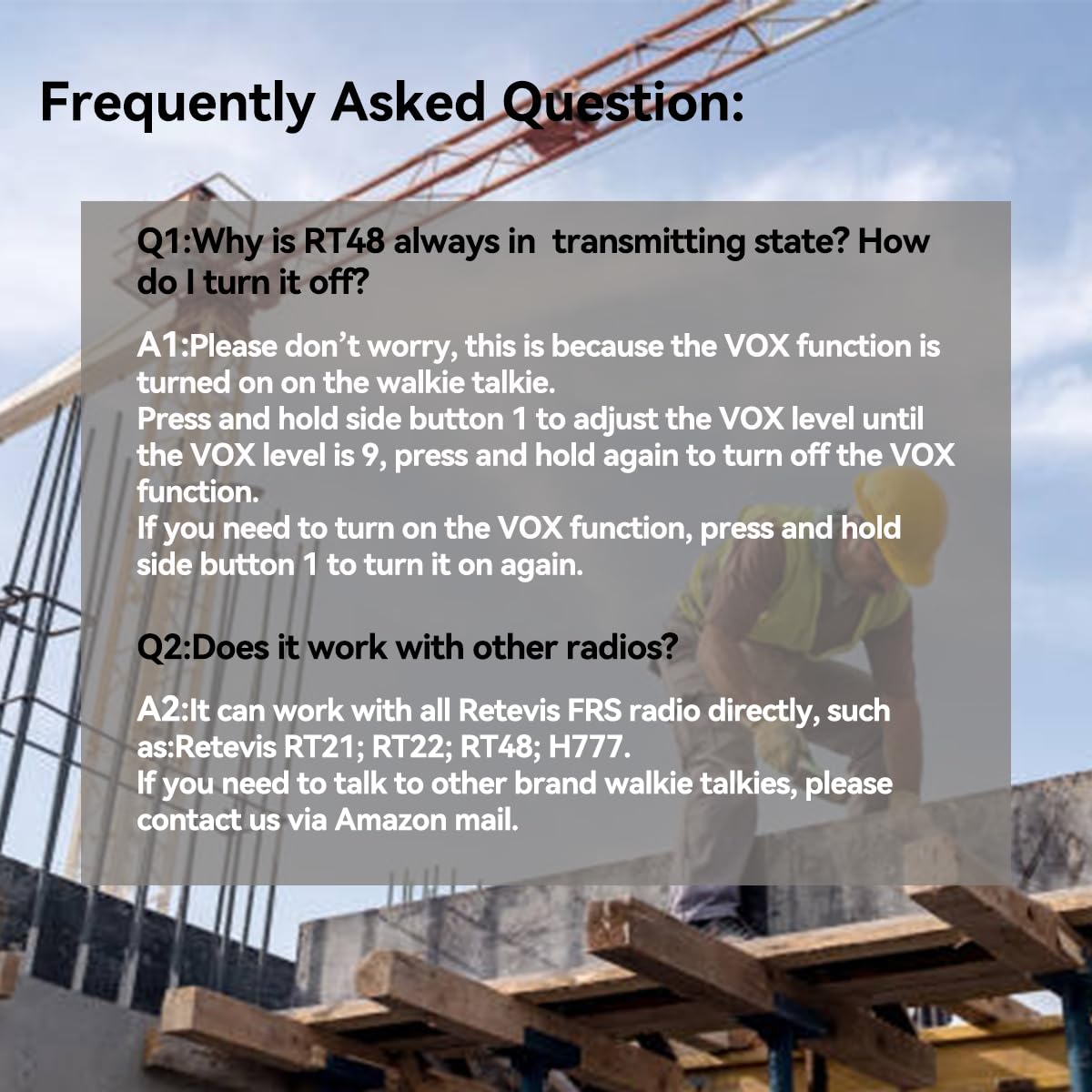 Retevis RT48 IP67 Waterproof Walkie Talkies for Adults - 2 Way Radios with 6 Way Charger, Heavy Duty Two Way Radio with VOX, SOS Alarm & 1200mAh Battery - Ideal for Construction, Manufacturing, Hotels & Schools (6 Pack) - Perfect for Team Communication in Outdoor Work & Emergency Situations