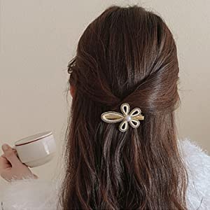Kidzoo Women's Hair Clips - Fashionable Korean Style Pearl Barrettes Hairpins for Women, Ladies & Girls (5-Piece Black Hair Accessories) - Perfect for Weddings, Parties & Daily Styling