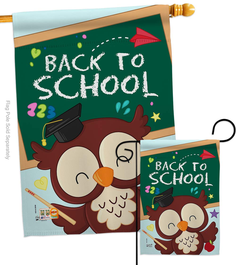 Back to School Garden House Flags Set - Double-Sided 28x40 Inch Yard Banner for First Day of School, Teacher & Student Classroom Decor - Made in USA | Perfect for School Bus Welcome Signs, Teacher Appreciation Gifts & Classroom Door Decorations