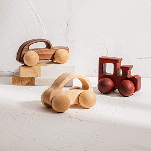 3PCS Wooden Baby Toys - Montessori Grasping & Push Car Toy Vehicles for Toddlers - Safe & Eco-Friendly Wooden Toys for Early Learning & Playtime Fun - Perfect for Home, Daycare & Montessori Classrooms