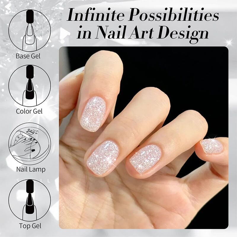 White Reflective Glitter Gel Polish - SZ12 Milky Melee 10ml Nail Art Kit for Manicure & Pedicure - Perfect for Salon, Home DIY, Parties & Special Occasions