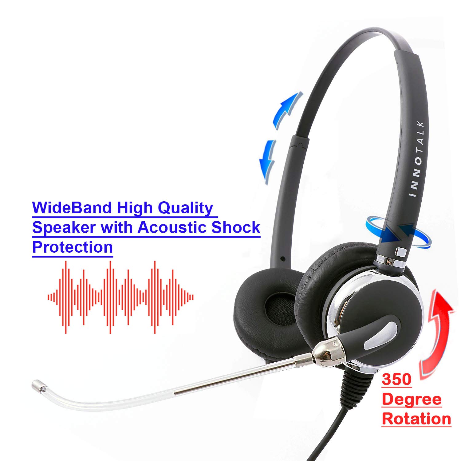 INNOTALK Professional Binaural Headset Compatible with Cisco 12 VIP 30 VIP 6921 6941 6945 6961 7821 7841 7861 7931G - Adjustable Voice Tube Microphone for Office, Call Center & Remote Work