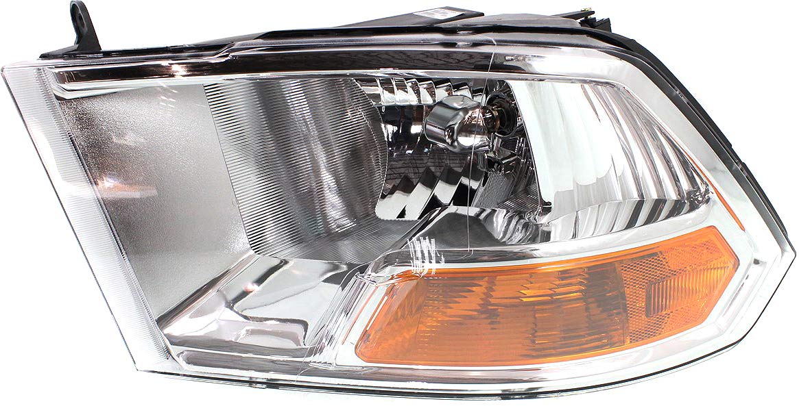 Evan Fischer Driver Side Headlight Assembly for Ram 1500 2011-2012 & 2500 | Halogen Replacement with Bulbs | Fits Non-Quad Light Models | Replaces #55277409AG, 55277409AF | Perfect for Night Driving & Off-Road Adventures