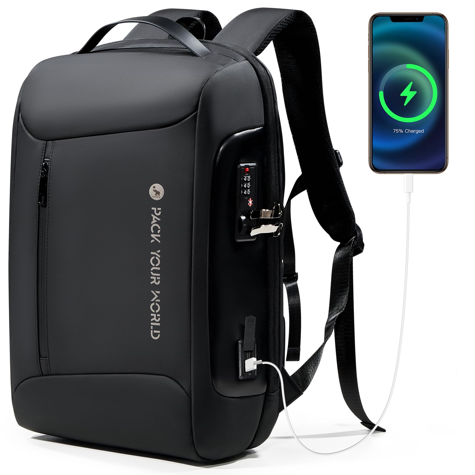 OIWAS Anti-Theft Business Backpack for Men & Women - USB Charging Port, Waterproof 15.6 Inch Laptop Backpack for Travel, Work & College | Durable High-Tech Backpack for Commuters & Professionals