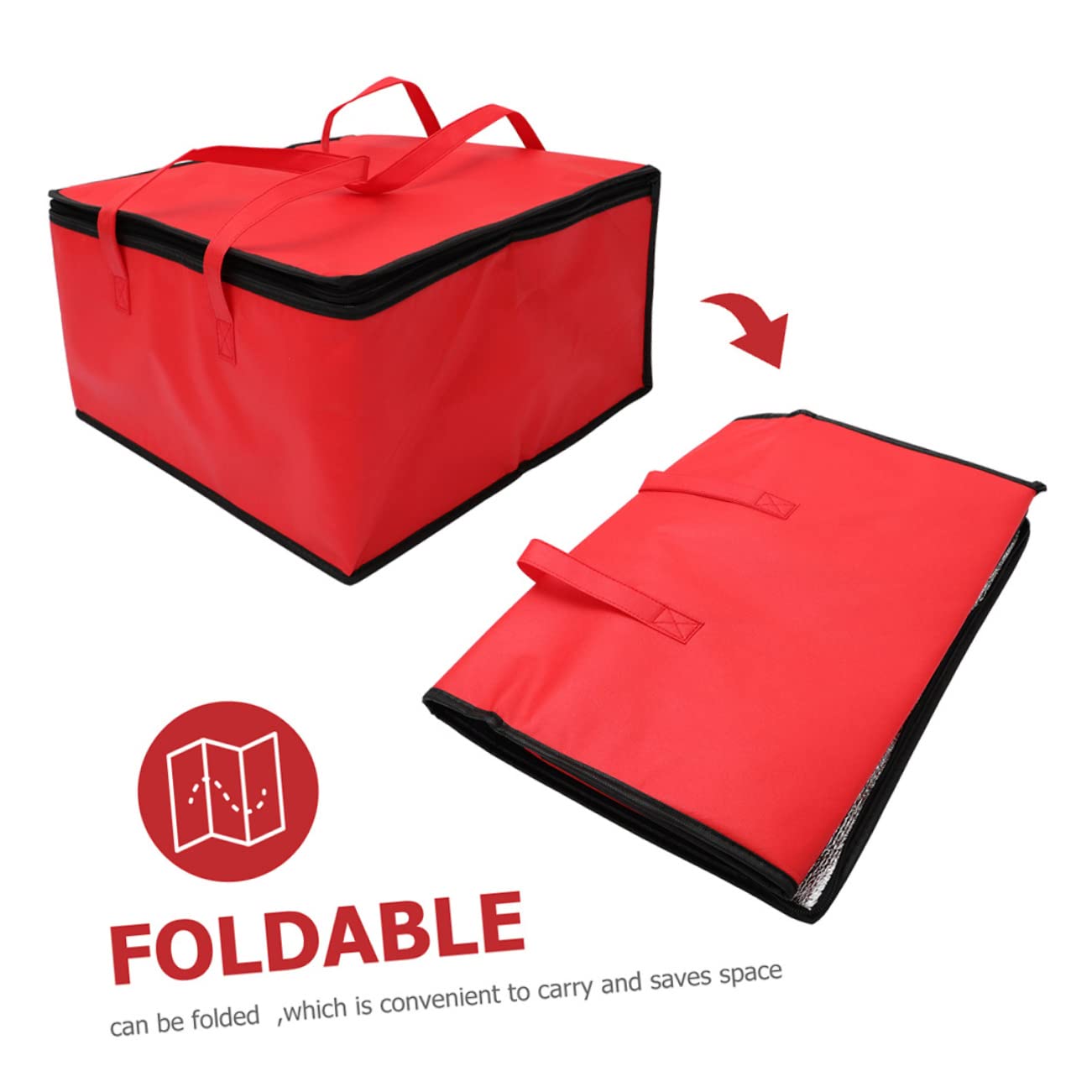**Hemoton Insulated Food Delivery Bag - 9 Inch Hot & Cold Meal Tote for Pizza, Groceries, Takeout - Red | Perfect for Food Delivery, Picnics & Outdoor Dining**