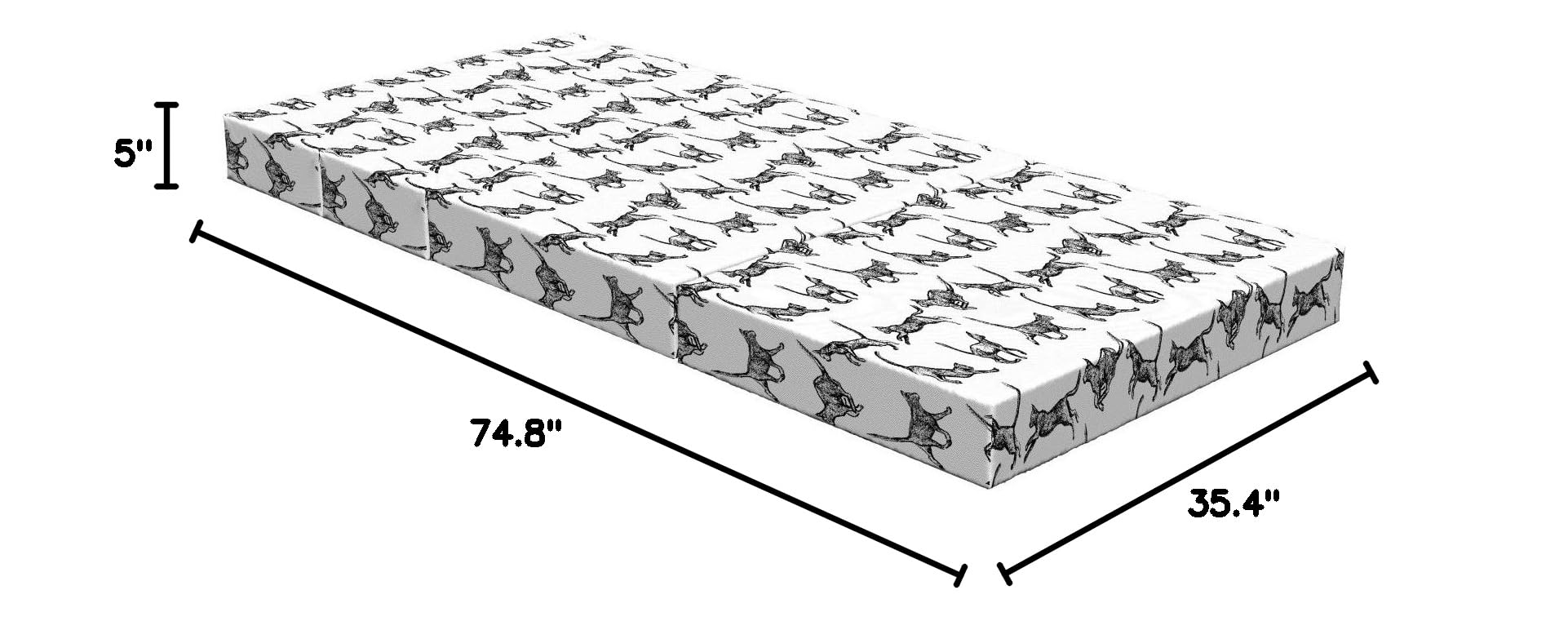 Ambesonne Charcoal Foldable Mattress for Cats - Playful Pet Lover Design, 74.8