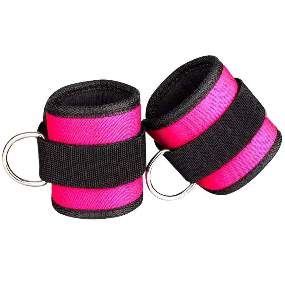 SoFull 1 Pair Adjustable Ankle Strap with Resistance Band for Gym, Yoga, Glute & Leg Workouts - Rose Red | Perfect for Home Fitness, Physical Therapy & Strength Training