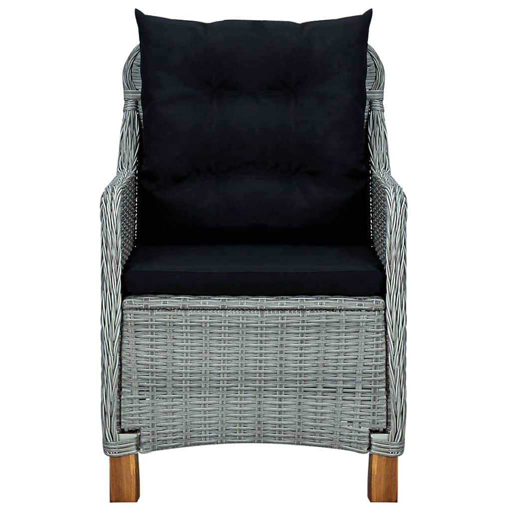 CHARMMA 3-Piece Outdoor Patio Lounge Set with Cushions - Light Gray Poly Rattan Furniture (31KG) for Garden, Poolside & Backyard Relaxation