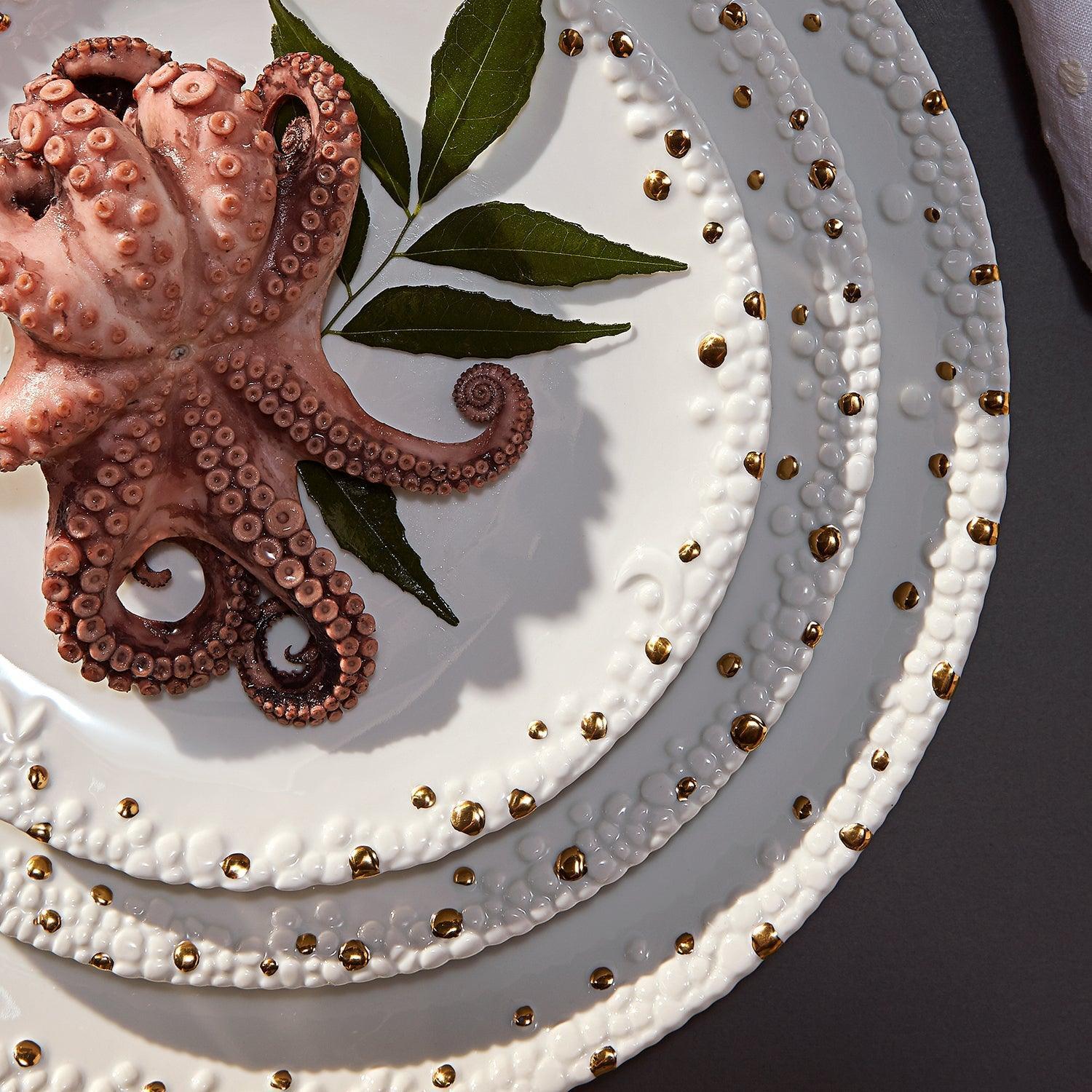 Premium White & Gold Haas Mojave Dinner Plates - Elegant Fine China for Formal Dining, Weddings & Special Occasions