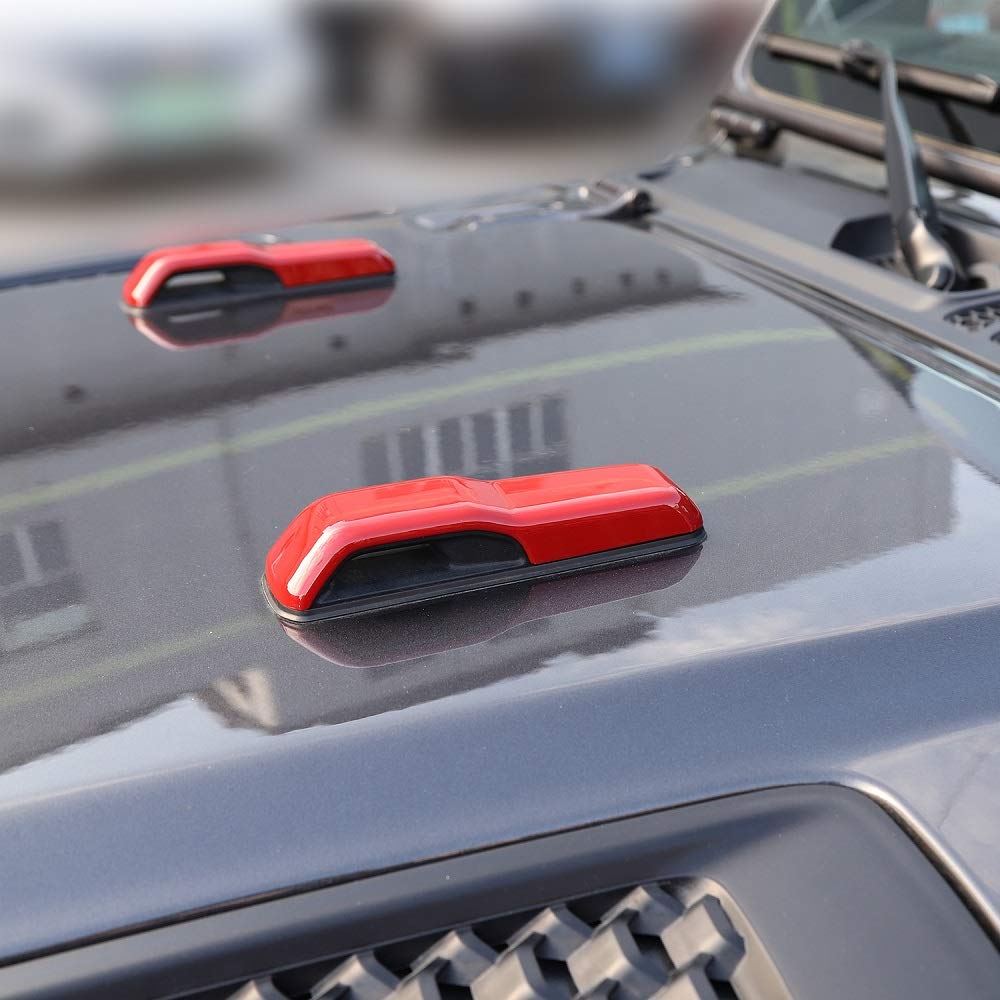 CheroCar JL JT Engine Hood Hinge Cover Decoration Stickers - Exterior Accessories for Jeep Wrangler JL (2018-2021) & Gladiator JT (2020-2021) - Red - Upgrade Your Jeep's Style for Off-Road Adventures & Car Shows