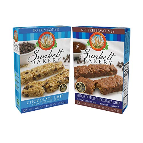 Sunbelt Bakery Chocolate Chip Granola Bars Variety Pack - Chewy Chocolate Chip & Fudge Dipped Snack Bars, 3 Boxes (36 Bars) - Perfect for School Lunches, Office Snacks & On-the-Go Energy