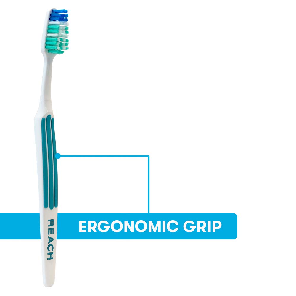 REACH Advanced Design Soft Toothbrushes - 12 Pack (6 Packs of 2) for Gentle Cleaning & Gum Care - Perfect for Travel, Home & Office Use