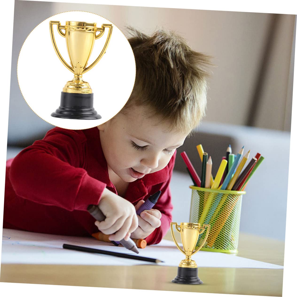 Happyyami Small Mini Trophy Toys for Kids - Plastic Award Trophies for Children's Party, Celebration & Rewards - Perfect for Classroom Prizes, Sports Awards & Birthday Party Favors