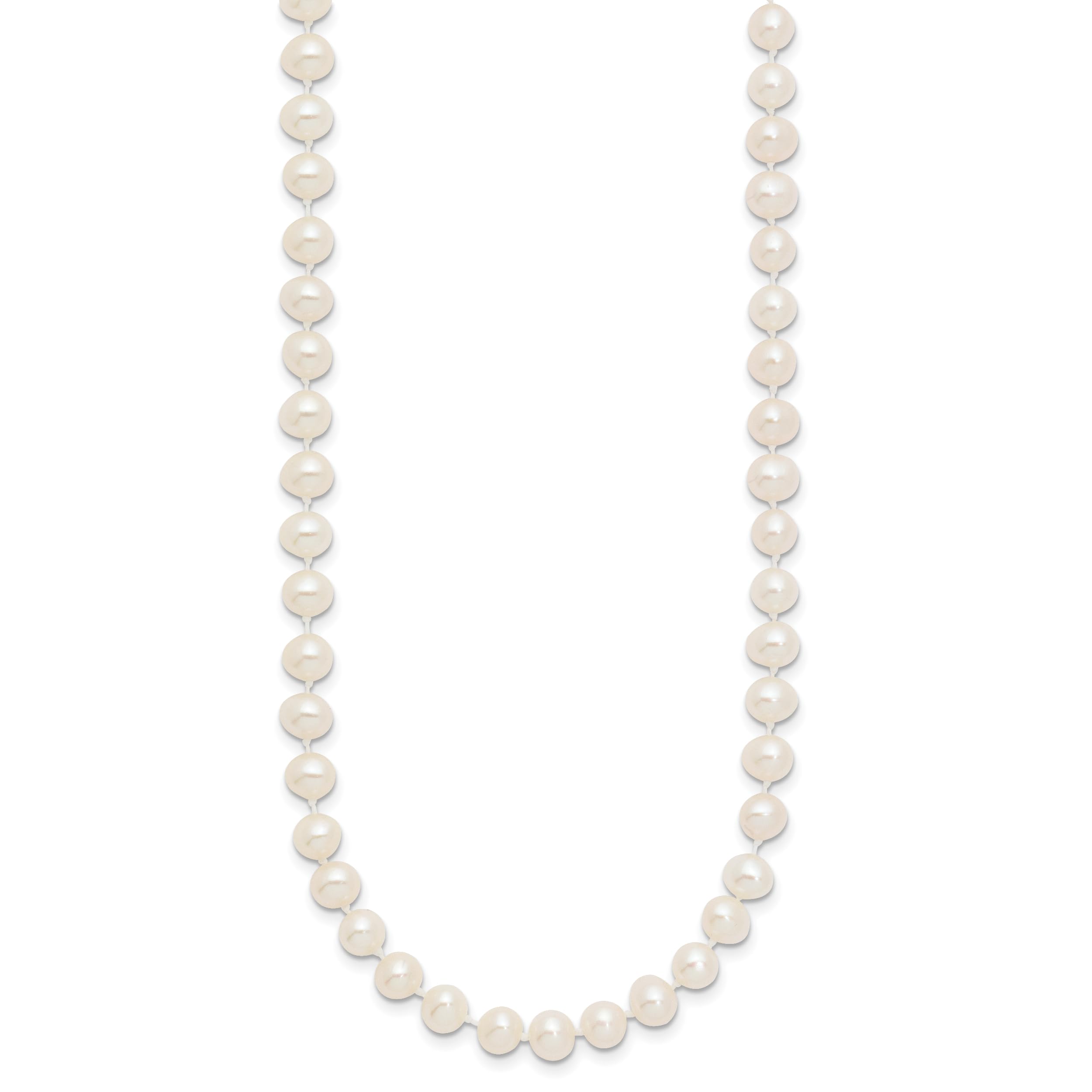 14K White Near Round Freshwater Cultured Pearl Necklace - 5-6mm Pearls, Elegant Jewelry Gift for Women, Perfect for Weddings, Parties & Special Occasions
