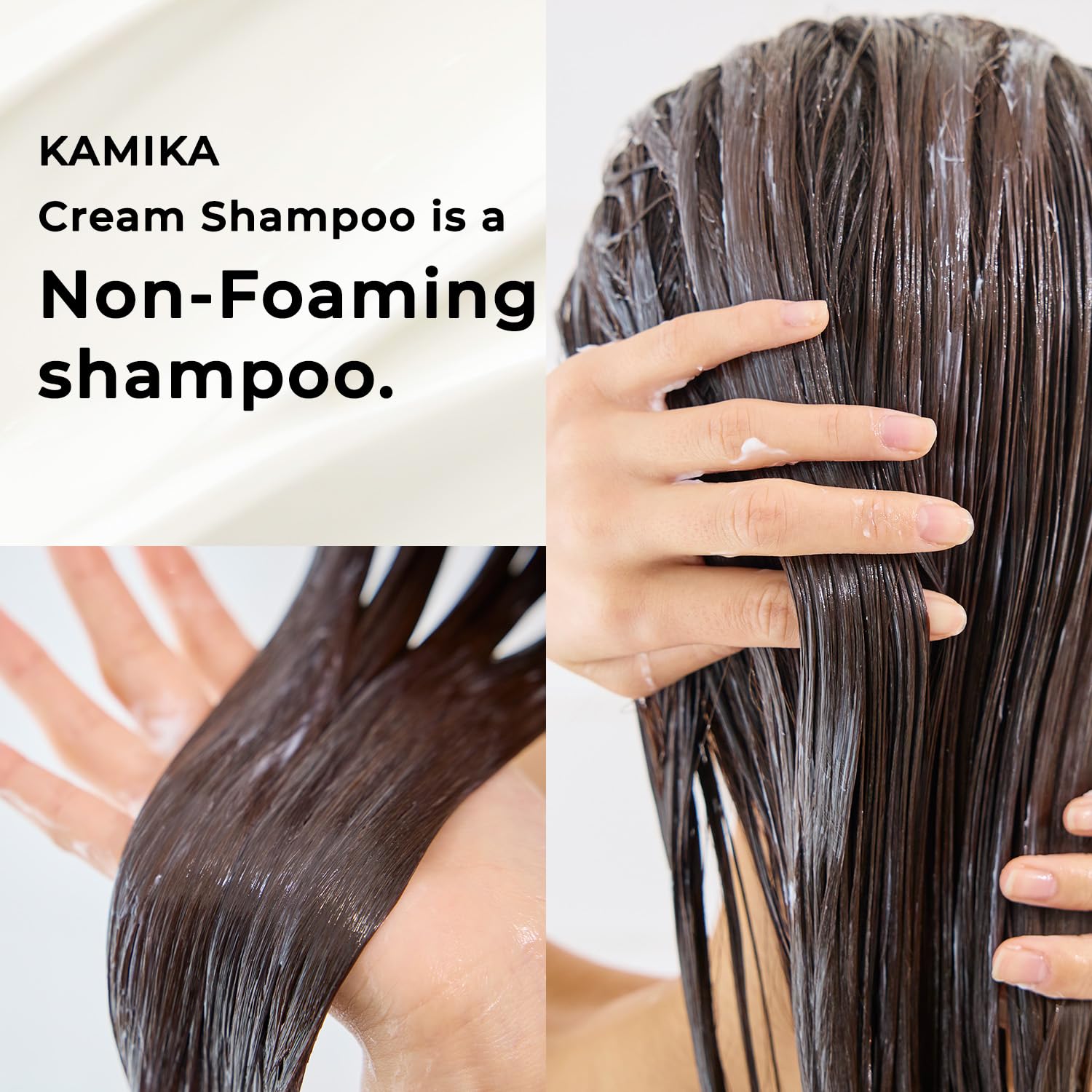 KAMIKA Cream Shampoo - Japanese Luxury All-in-One Shampoo & Conditioner with Non-Foaming Cleansing Formula | Ultra Moisturizing Scalp Care for Dry & Damaged Hair | Marine Scent | 14.1 oz Bottle | Perfect for Daily Hair Care & Salon-Quality Results at Home
