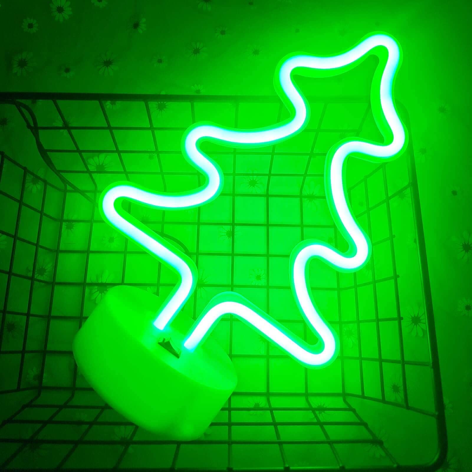 Battery/USB Powered Green Neon Christmas Tree Light with Base - Holiday Home Decor for Christmas Party, Bedroom, Living Room & Office