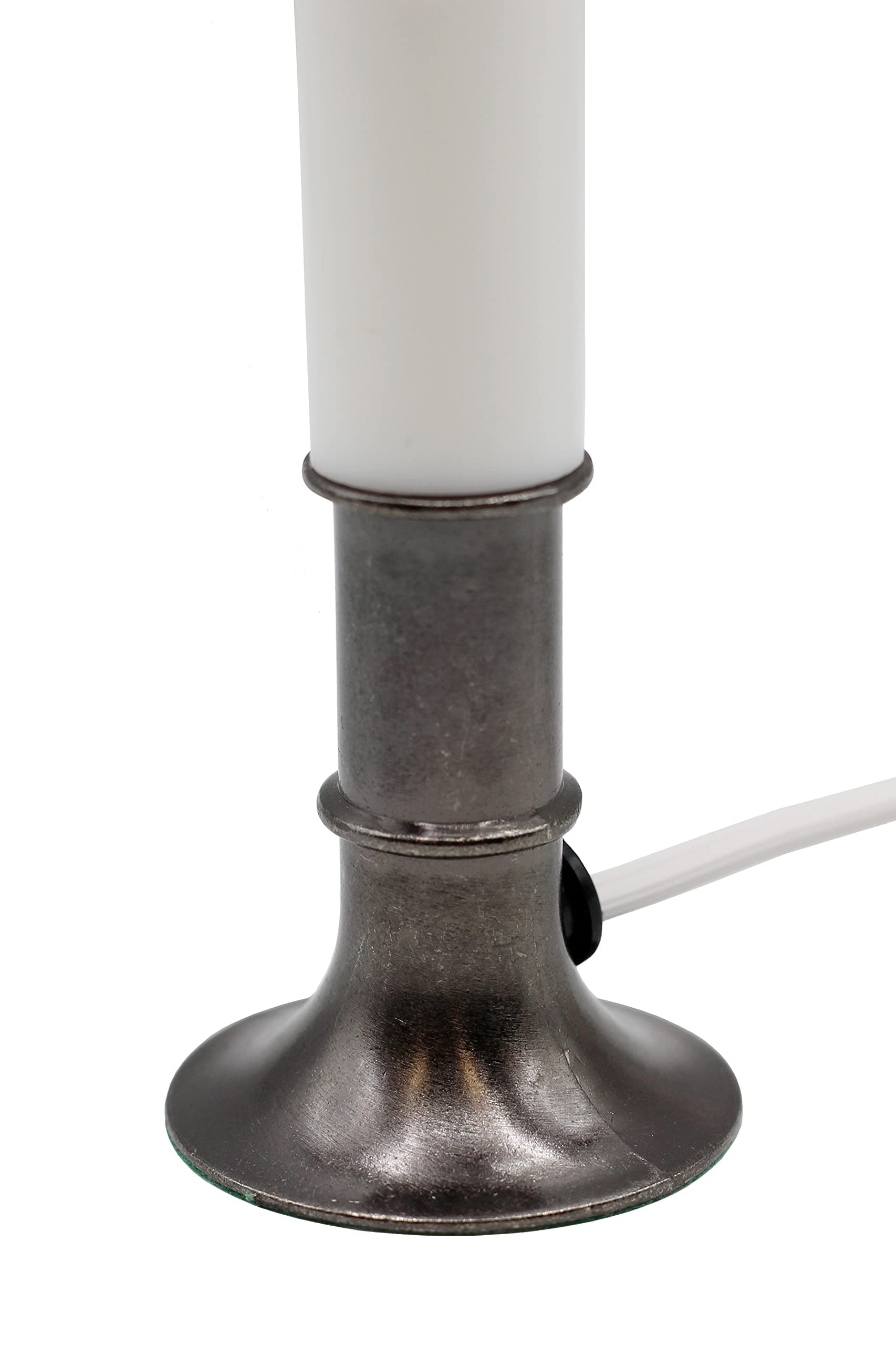 Creative Hobbies® Electric Window Candle Lamp with Pewter Plated Base - Battery Operated Flameless LED Light with On/Off Switch - Perfect for Christmas Decor, Home Window Sills & Holiday Ambiance