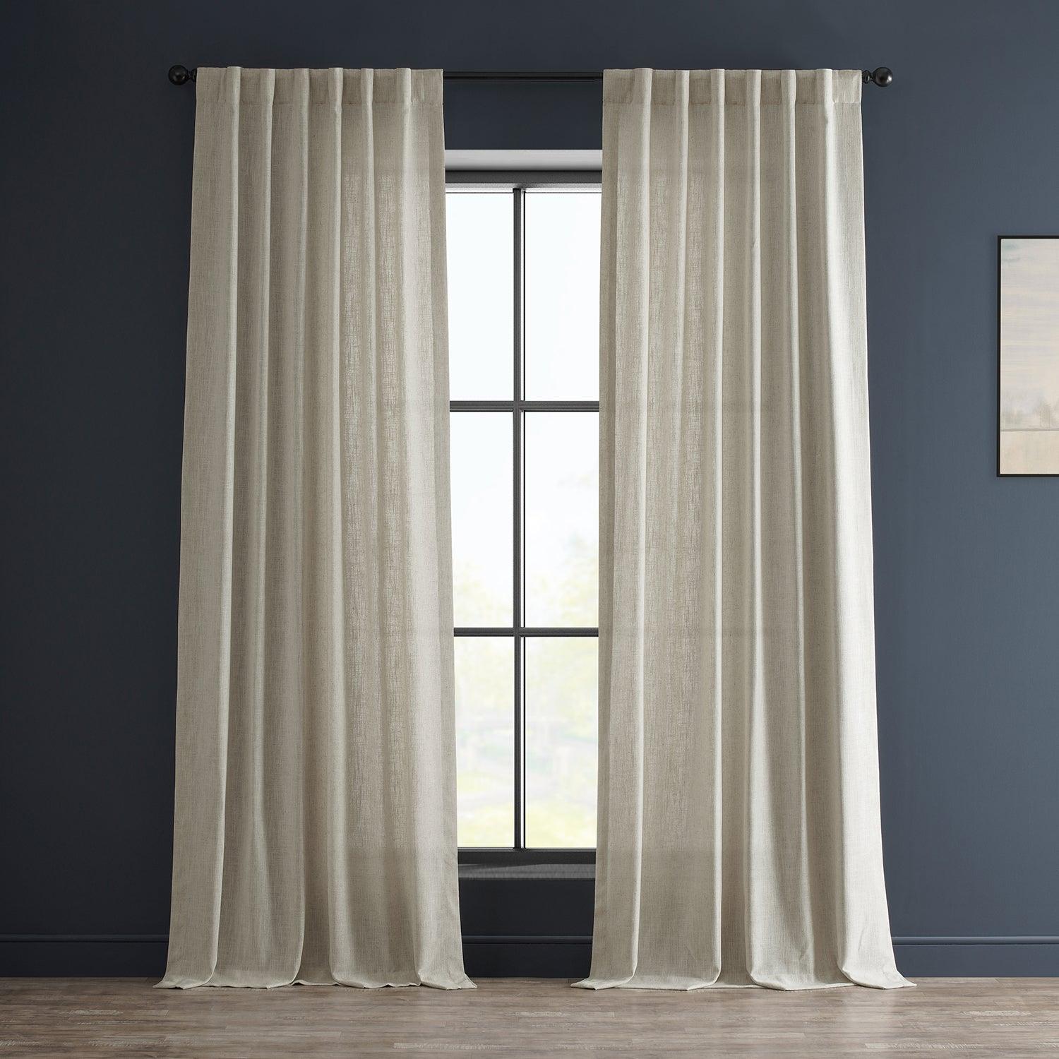 Premium Malted Cream Heavyweight Faux Linen Curtains - Blackout Thermal Insulated Window Drapes for Living Room, Bedroom & Home Decor (Set of 2 Panels)