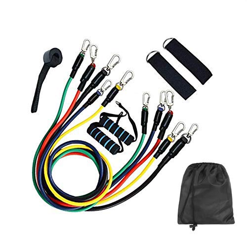 11-Piece Resistance Bands Set for Full Body Workout - Elastic Exercise Bands for Strength Training, Pilates, Yoga & Rehab - Perfect for Home Gym, Fitness Studio & Physical Therapy