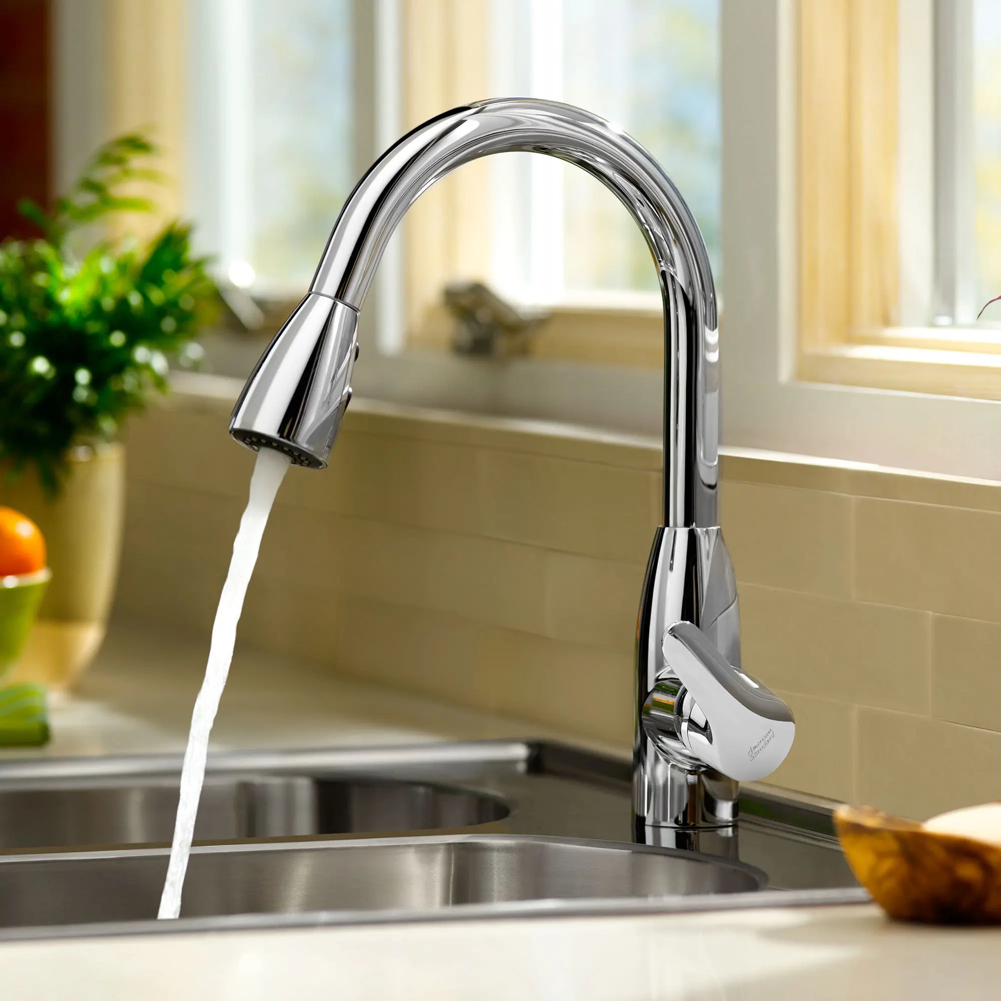 Colony® Soft Single Handle Pull Down Dual Spray Kitchen Faucet - 2.2 GPM/8.3 LPM - High Arc Brushed Nickel Sink Faucet for Modern Kitchens, Dishwashing & Food Prep