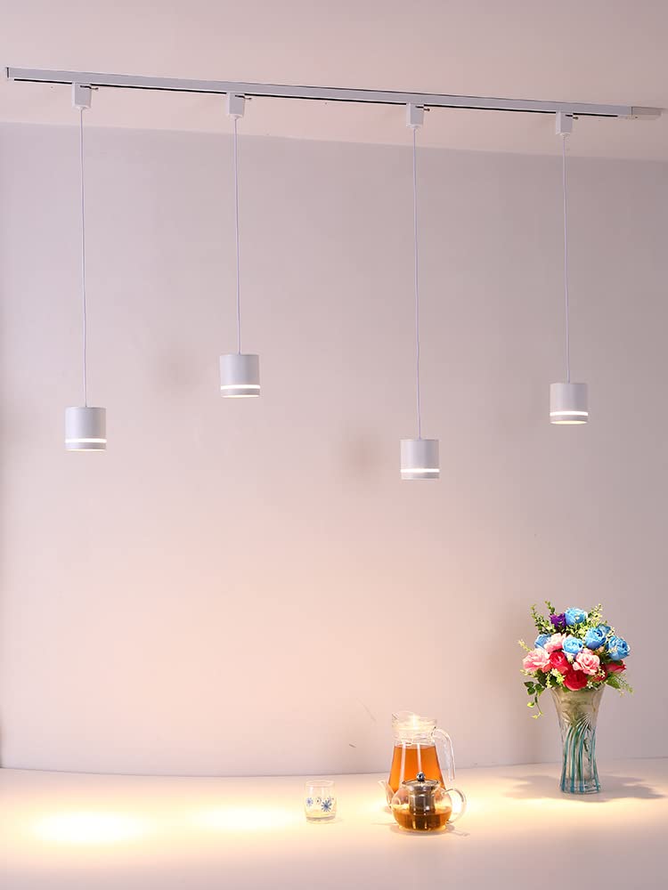 7W Adjustable Dimmable LED Track Lighting System - 3 H-Type Linear Pendant Lights with Focused COB LED for Dining Room, Kitchen & Living Room - Remote Control, Customizable WJTG0049