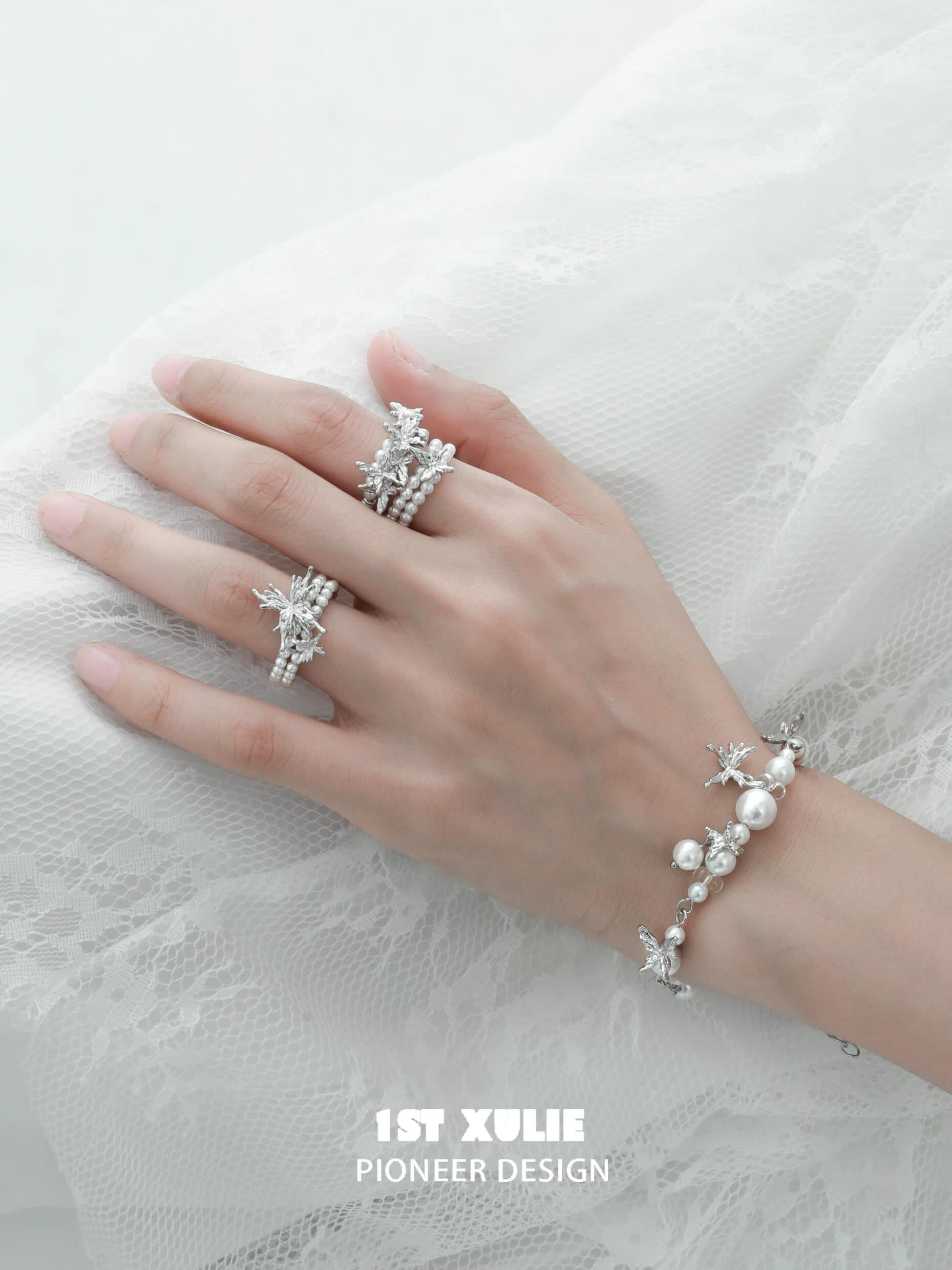Whiterfly S925 Sterling Silver Butterfly Pearl Rings for Women - Elegant Jewelry Gift for Birthday, Anniversary & Valentine's Day - Perfect for Everyday Wear & Special Occasions