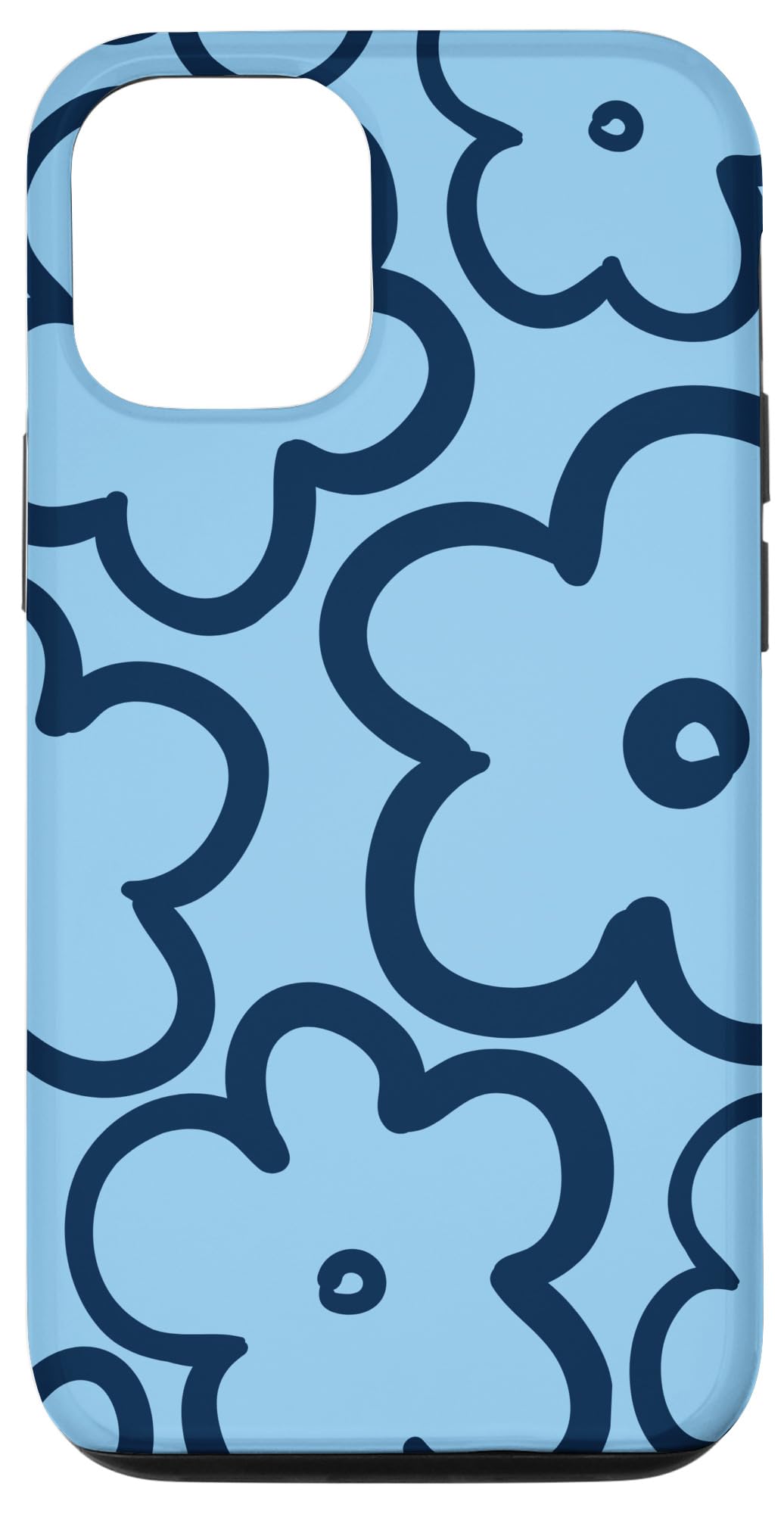 iPhone 12/12 Pro Floral Phone Case - Cute Wildflower Design in Light Blue & Navy | Protective Cover for Women, Girls | Perfect for Spring, Summer & Everyday Use