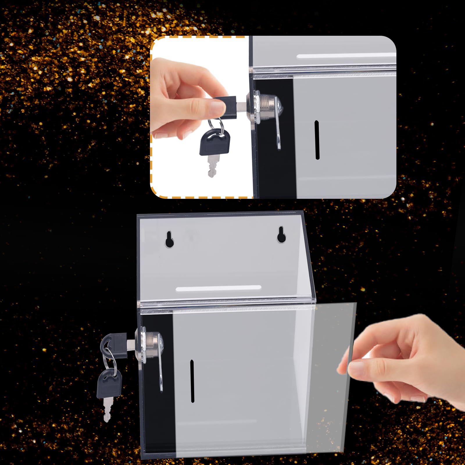 Acrylic Tip Jar with Lock & Slot - Wall Mounted Money Collection Box for Bartenders, Bars & Restaurants - Secure Cash Drop Box (6