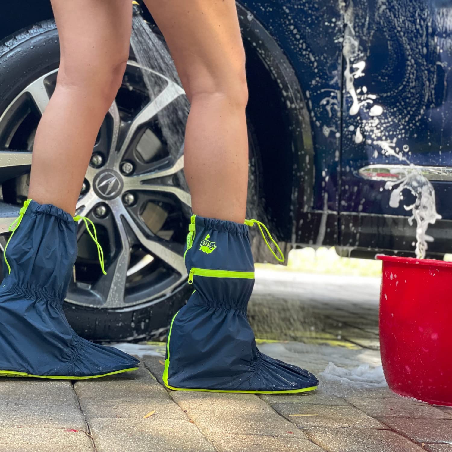 SEAL Waterproof Shoe Covers - Reusable Slip-Resistant Rain Boots with Large Zippers for Men & Women | Perfect for Hiking, Commuting & Outdoor Activities in Rain, Mud & Snow
