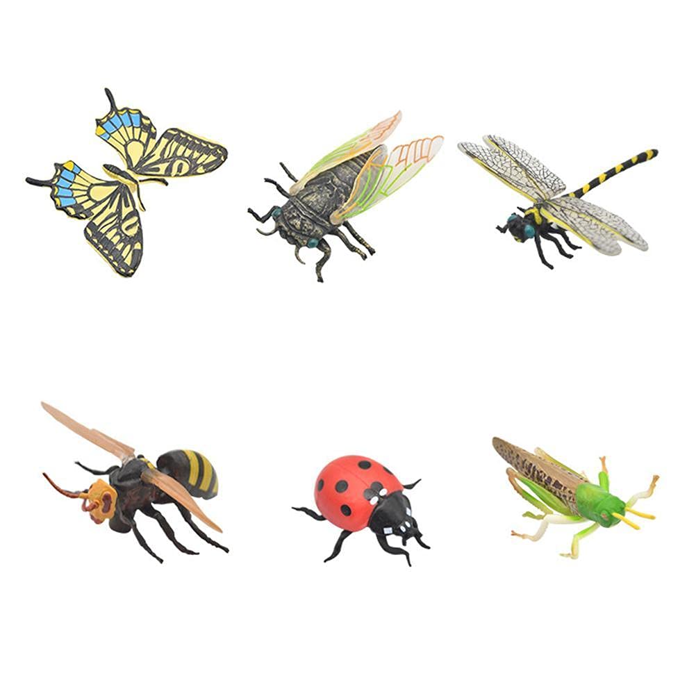 6 Pcs Realistic Plastic Insect Toy Figures Set - Lifelike Bugs Collection for Kids, Educational Science Toys & Party Favors - Perfect for Classroom Learning, Nature Exploration & Birthday Gifts