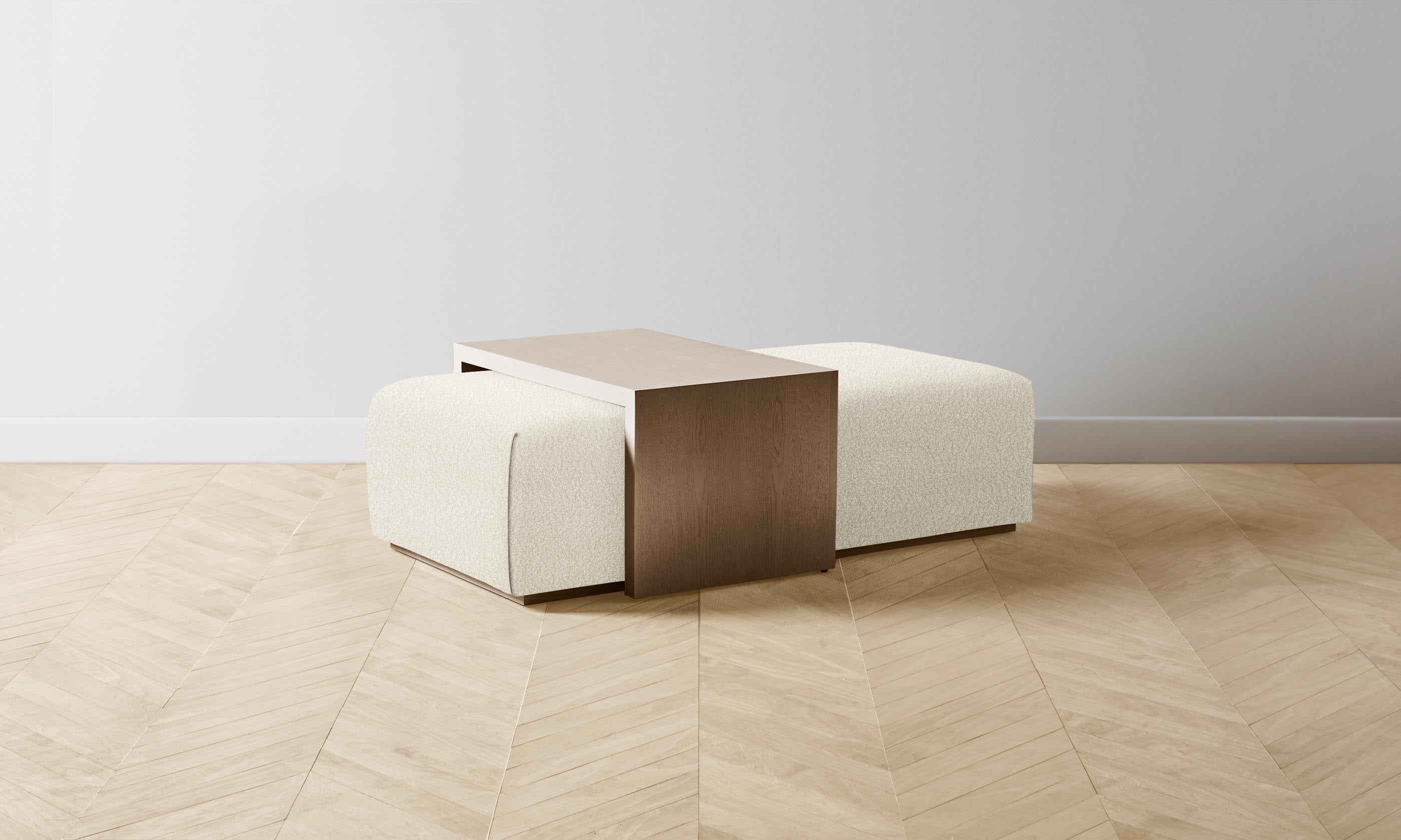 The Bowery Ottoman - Italian Bouclé White Fabric Footstool | Stylish Living Room Accent for Modern Homes