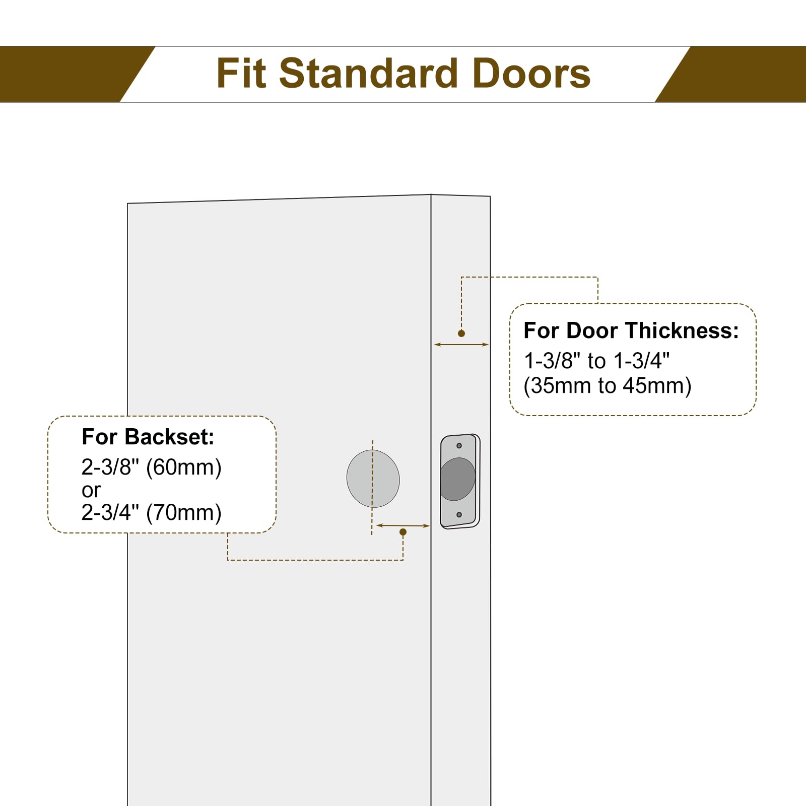 HOSOM 6 Pack Matte Black Privacy Door Levers - Square Keyless Reversible Interior Door Handles for Bedroom & Bathroom - Fits Left & Right Handed Doors | Modern Home Security & Privacy Solution