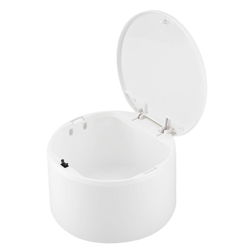 Small White Desktop Trash Can with Lid - Lightweight Portable Mini Wastebasket for Office, Kitchen, Coffee Table & Home Use | Perfect for Desks, Countertops & Small Spaces