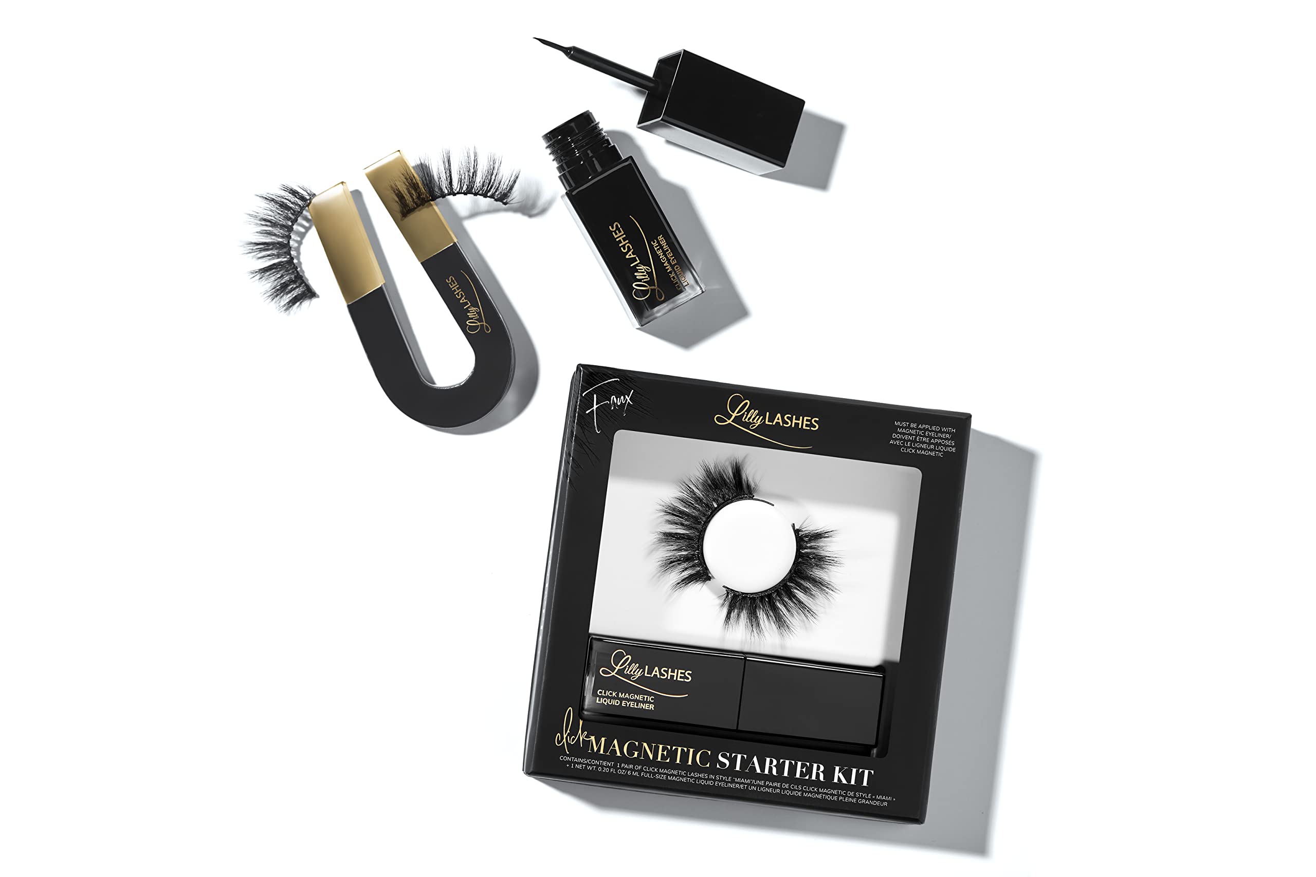 Lilly Lashes Magnetic Eyelash Starter Kit - Self-Adhesive False Lashes with Magnetic Eyeliner & Lash Glue - Natural Wispy Lashes Extension Set for Everyday Wear & Special Occasions