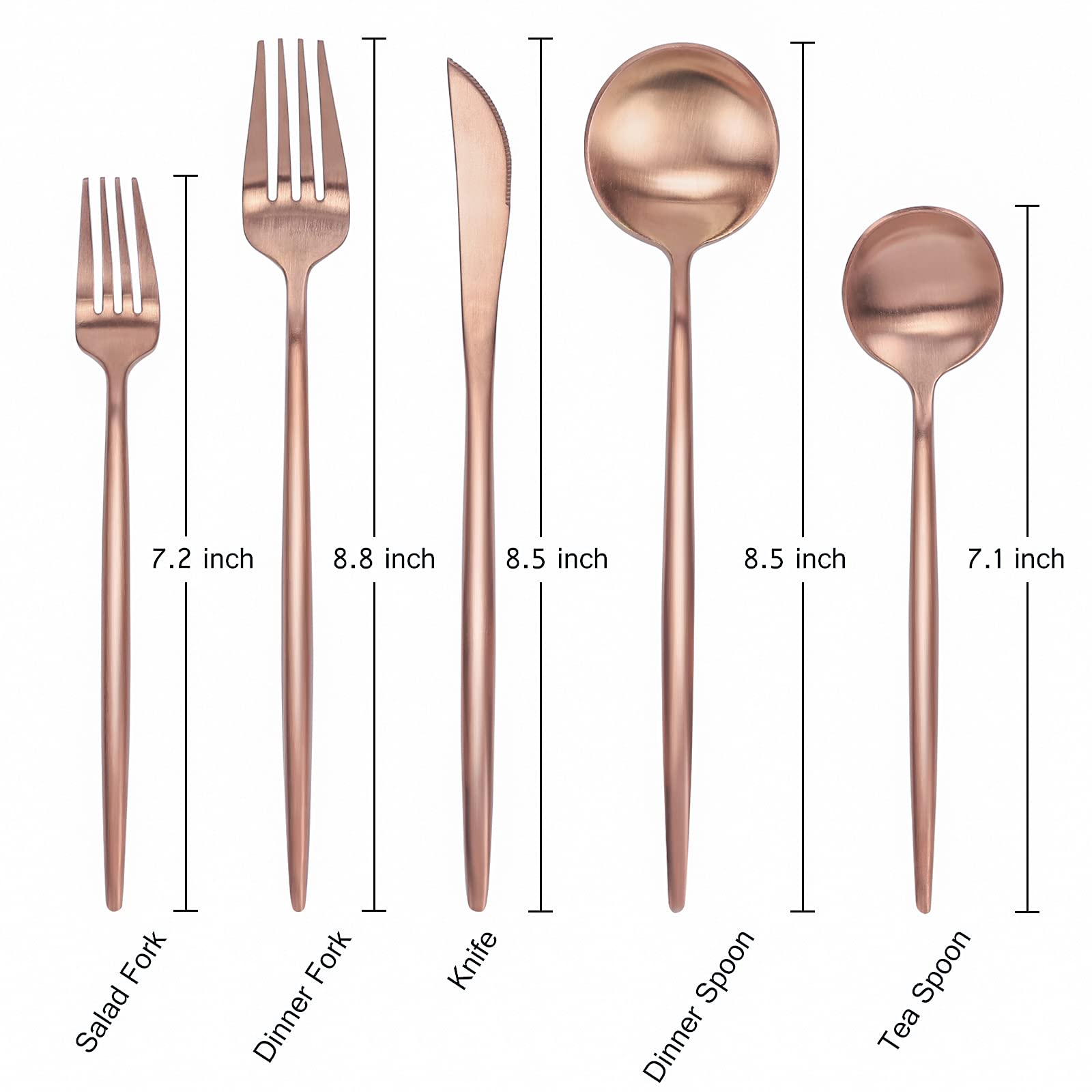 FAMEWARE 30-Piece Matte Rose Gold Silverware Set - Stainless Steel Flatware for 6, Elegant Tableware Cutlery with Satin Finish | Dishwasher Safe | Perfect for Dinner Parties, Wedding Gifts & Upscale Dining
