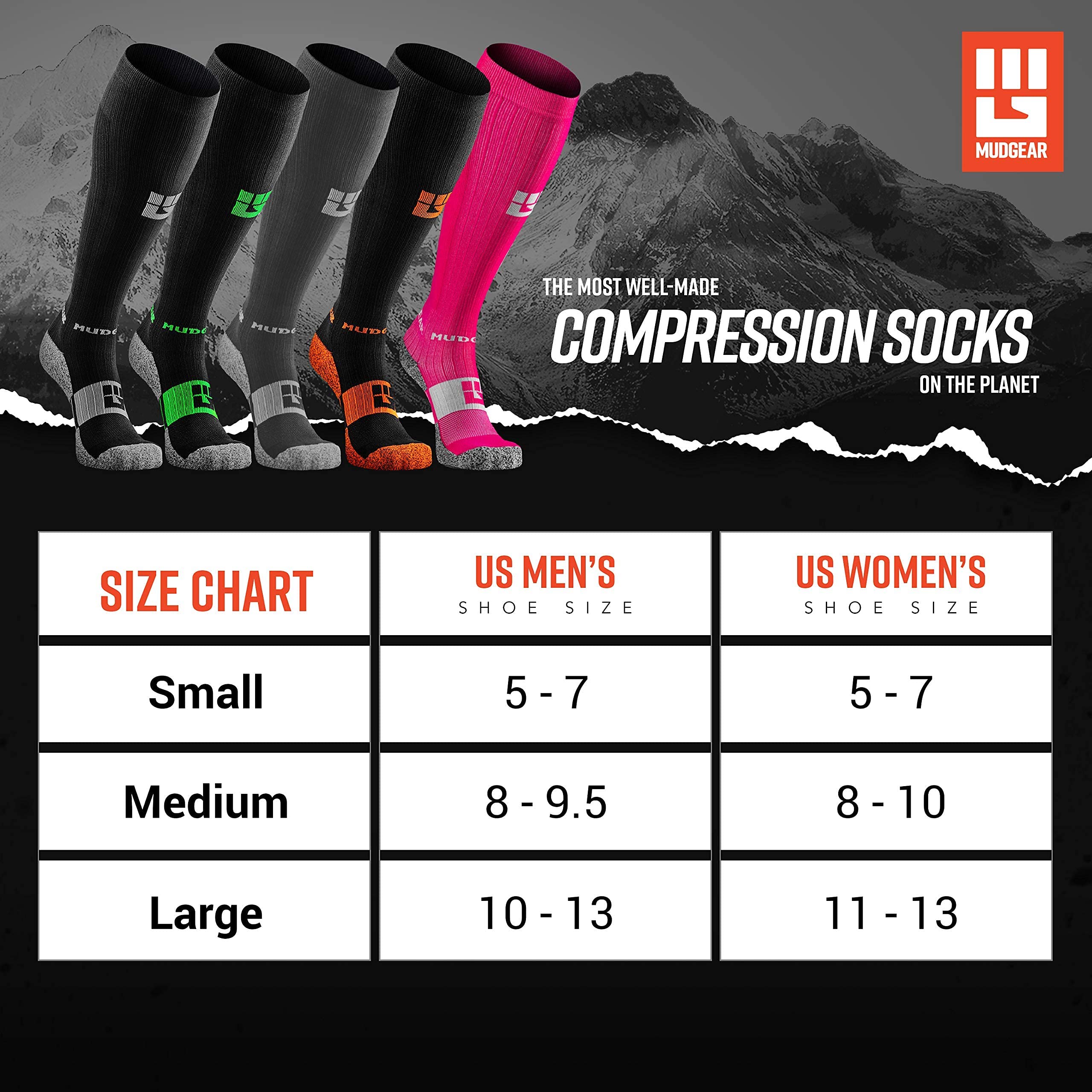 Premium Trail Running Socks Bundle - 1 Pair Tall Compression Socks + 2 Pairs Quarter Length Socks for Men & Women (Black/Orange, Large) - Perfect for Hiking, Marathon & Outdoor Sports
