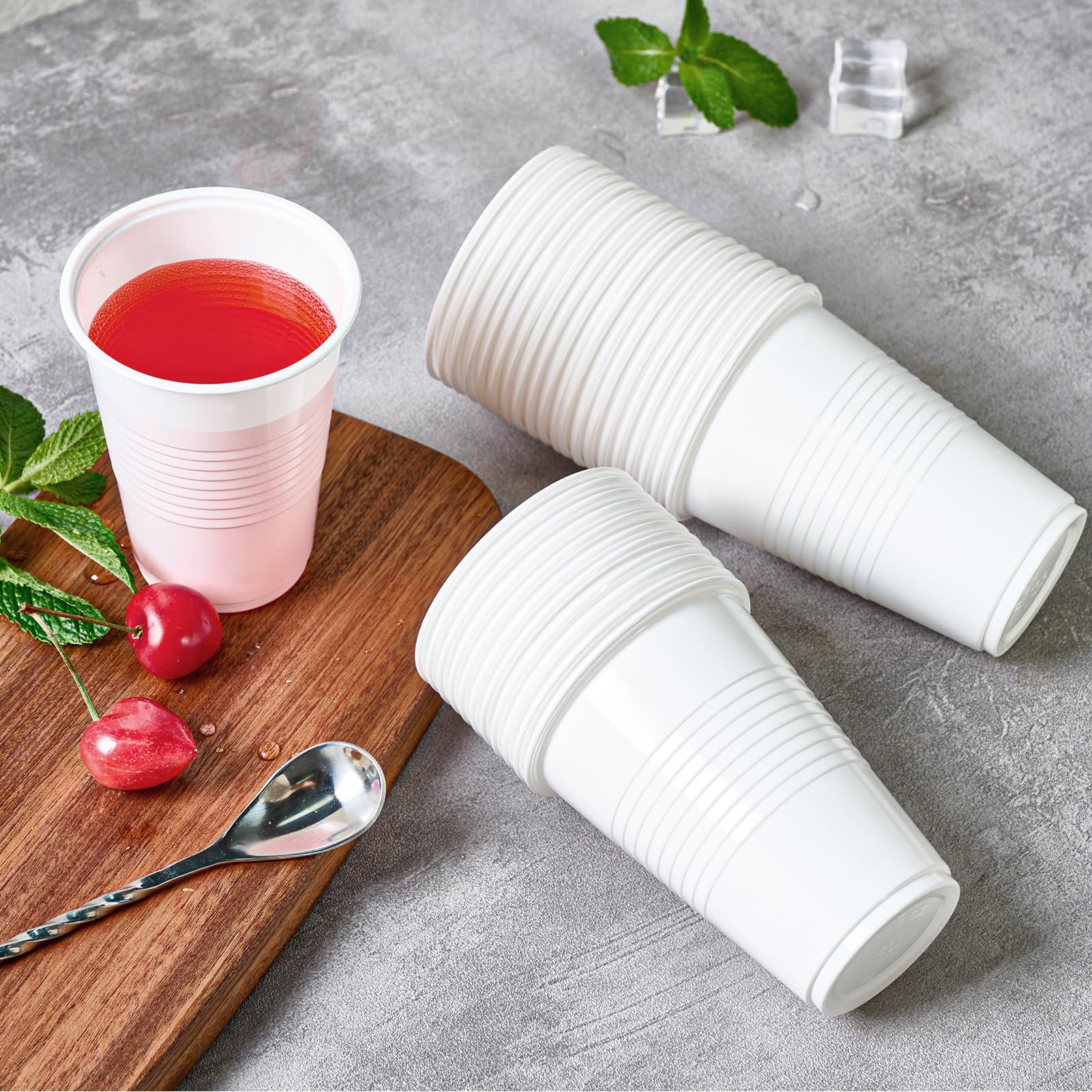 Lilymicky 2000 Pack 9 oz White Plastic Cups - Disposable Drinking Cups for Parties, Picnics, Events | Bulk Pack of 9 Ounce Cups for Birthday Celebrations, BBQs, Office Use & Family Gatherings