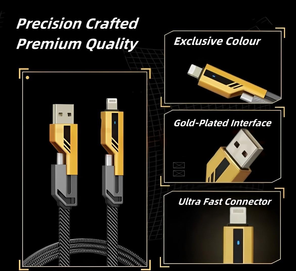 Fast Charging USB C to Lightning Cable - 3-in-1 Multi-Device Charger for iPhone 15/14/13 Pro Max, AirPods, iPad Pro, Samsung Galaxy S24/S23 Ultra & MacBook | Durable Nylon Braided Cord for Home, Office & Travel Use